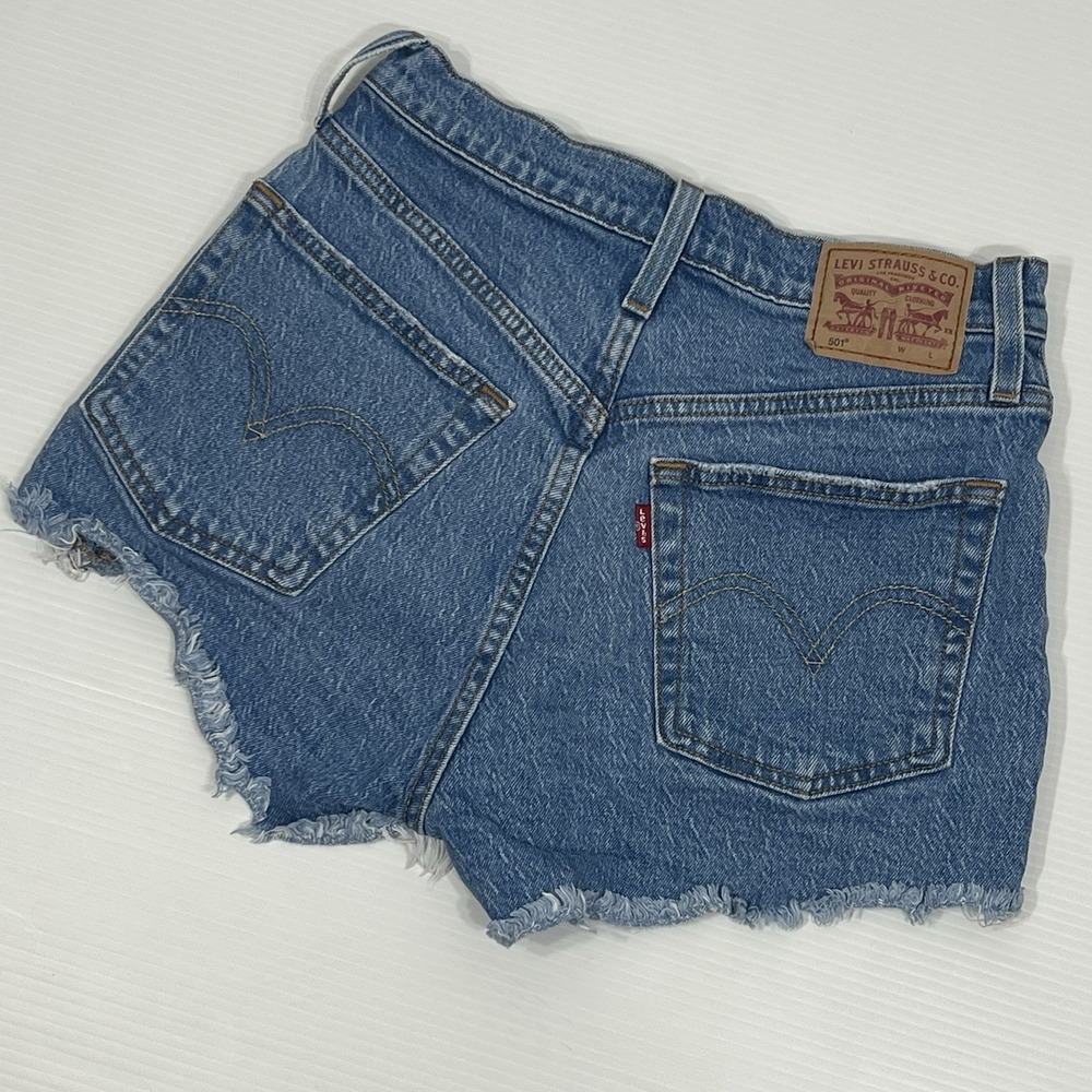 Levi's 501 High Rise Button‎ Fly Denim Mini Cut Off Shorts Womens 25 Medium Wash